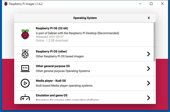 RaspberryPi インストール OS 選択